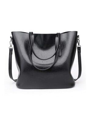 Large Vegan Leather Tote Bag with Adjustable Strap, Multiple Pockets for Work